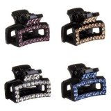 Clame de păr cu strasuri colorate, 4 buc, 2.5 cm, negru, CMCLASS