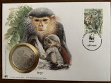 vietnam - maimute - FDC cu medalie, fauna wwf