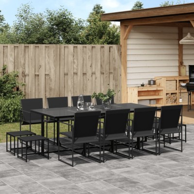 Gossi set mobilier de gradina, 13 piese, negru, textilena foto