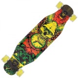 Longboard Action One cu roti luminoase, ABEC-7 PU Aluminiu, 100 kg, 80 x 20 cm, Galben Evil