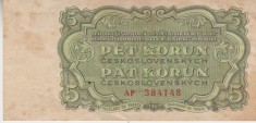 B11 - Bancnota foarte veche - Cehoslovacia - 5 coroane - 1961
