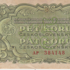 M1 - Bancnota foarte veche - Cehoslovacia - 5 coroane - 1961