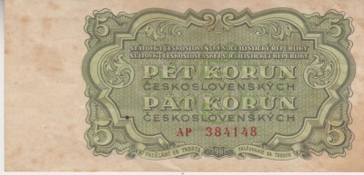 M1 - Bancnota foarte veche - Cehoslovacia - 5 coroane - 1961 foto