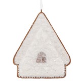 Cumpara ieftin Set 2 ornamente brad Craciun Casuta Turta Dulce maro alba 9x1x10 cm