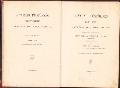 HST C6078 A Varodi Puspokseg tortenete volumul III 1884 Bunyitay foto