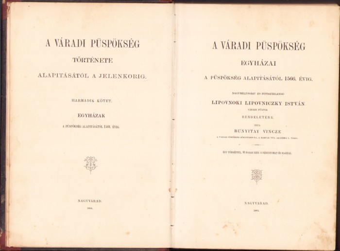 HST C6078 A Varodi Puspokseg tortenete volumul III 1884 Bunyitay
