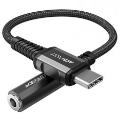 Cablu audio Acefast USB tip C - mini-jack de 3,5 mm (mufă), 18 cm, DAC, AUX, negru (C1-07-C-3,5mm-negru)