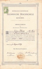 A3097N Kosa Gyula, magyar &aacute;llami vasuti m&eacute;rn&ouml;k, originar din Als&oacute; Torja/Turia, Covasna, lot de 4 acte 1879-1901 M&uuml;nchen, Budapesta și Sf&acirc;ntu Gheorghe