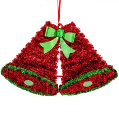 Decoratiune De Perete Tinsel, Model Clopote, Culoare Roșu/Verde, Dimensiuni 22x33cm