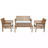 Set masa dreptunghiulara, cu 2 scaune +1 canapea, pentru gradina, cu perne, din lemn