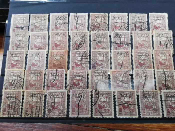 Lot 40 timbre MViR,1917-1918, ocupatia germana,10 bani timbru ajutor tesatoare