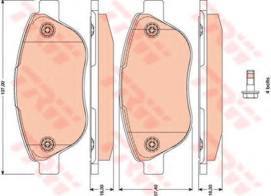 Set placute frana,frana disc FIAT 500 (312) (2007 - 2016) TRW GDB1750