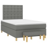 vidaXL Pat box spring cu saltea, gri &icirc;nchis, 120x190 cm, textil 3270433
