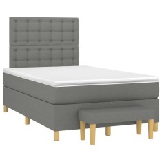 vidaXL Pat box spring cu saltea, gri &icirc;nchis, 120x190 cm, textil 3270433