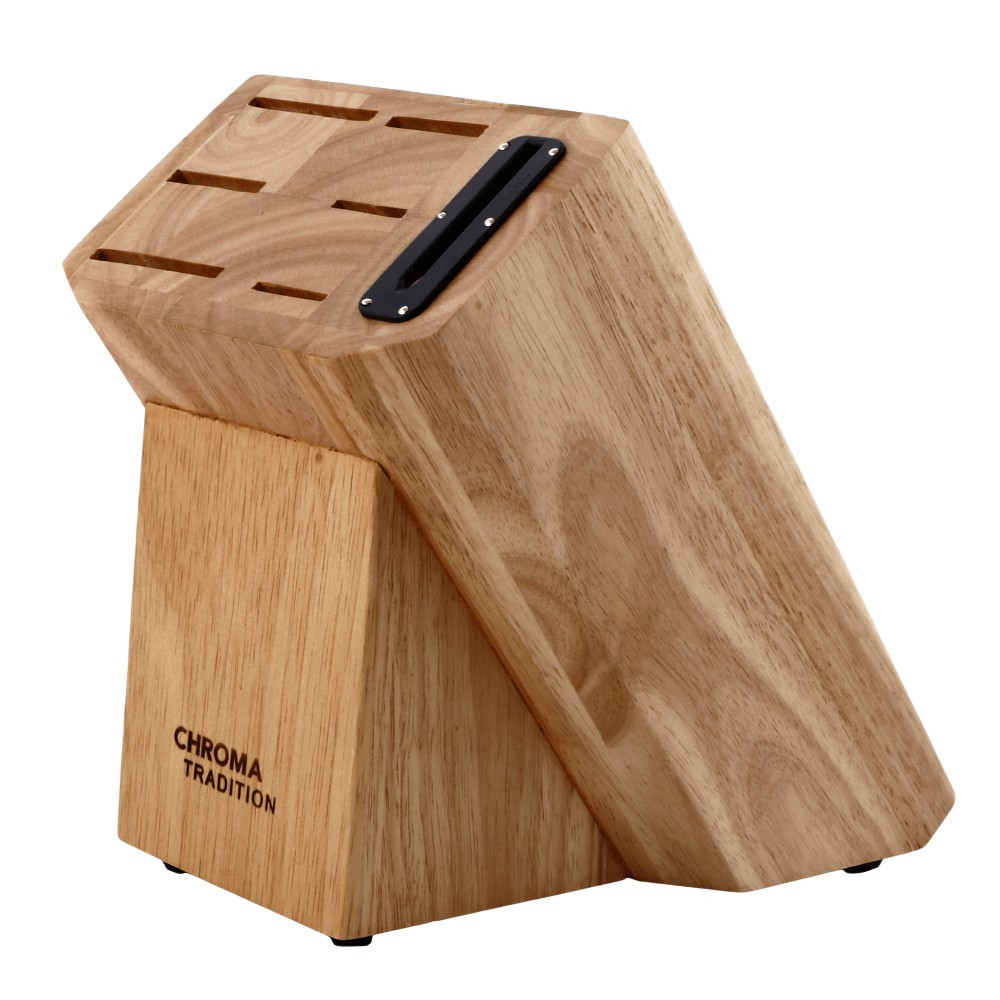 Suport pentru cutite Chroma, 6 compartimente+1 ascutitor, lemn, Maro |  Okazii.ro