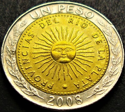 Moneda bimetal 1 PESO - ARGENTINA, anul 2008 * cod 3661 = excelenta foto