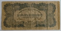 Bancnota Ungaria - 20 Pengo 1944 - Ocupatie Sovietica foto