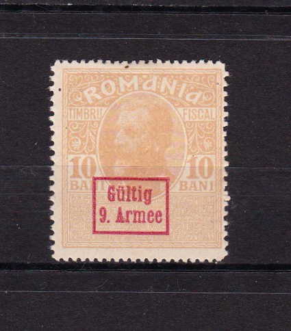 RO 1917/1918 Carol I fiscal supra. &quot;Gultig 9 Armee &quot; , 10 bani , MLH