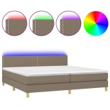 Cumpara ieftin Pat cu arcuri, saltea și LED, gri taupe, 200x200 cm, textil