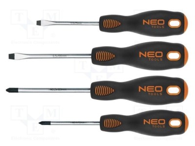 Kit şurubelniţe NEO TOOLS Phillips şi plată, 4 piese, magnetic, m&amp;acirc;nere ergonomice foto