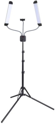 Lampa profesionala LED cu 2 Brate, trepied reglabil 1.9m, cu dimmer si suport telefon,3000-6500K foto