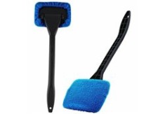 Perie pentru curățat geamuri, pliabilă, microfibră, negru/albastru, 34 cm
