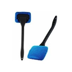 Perie pentru curățat geamuri, pliabilă, microfibră, negru/albastru, 34 cm