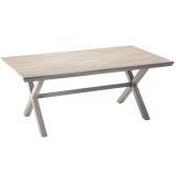 Masa de gradina bej cu cadru din aluminiu si blat polywood 180x100x75 cm
