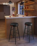 Cumpara ieftin Set 2 scaune de bar, Vasagle, Negru, 51.6x51.6x75 cm