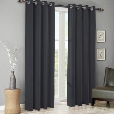 Draperie din catifea cu inele negre, Madison, 150x230 cm, densitate 700 g/ml, Aegean, 1 buc