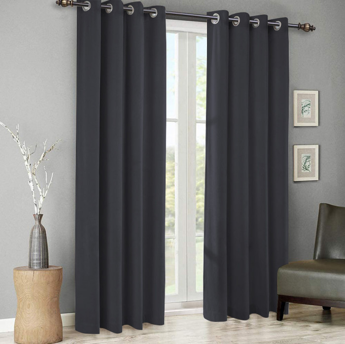 Set draperii din catifea cu inele argintii, Madison, 150x250 cm, densitate 700 g/ml, Aegean, 2 buc
