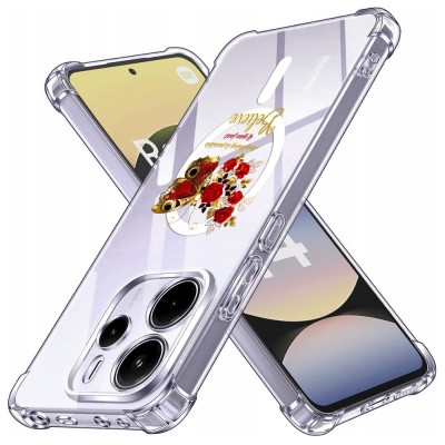 Husa antisoc pentru xiaomi redmi note 14 4g (standard) - airbag tpu, col&amp;Egrave;uri ranforsate- butterfly rosu foto