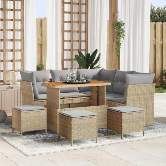 vidaXL Set de canapele pentru grădină 9 pcs bej și gri deschis