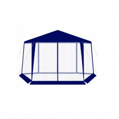 Pavilion pentru gradina/terasa, cadru metalic, impermeabil, cu plasa de tantari, albastru, 4x1.95x2.5 m foto