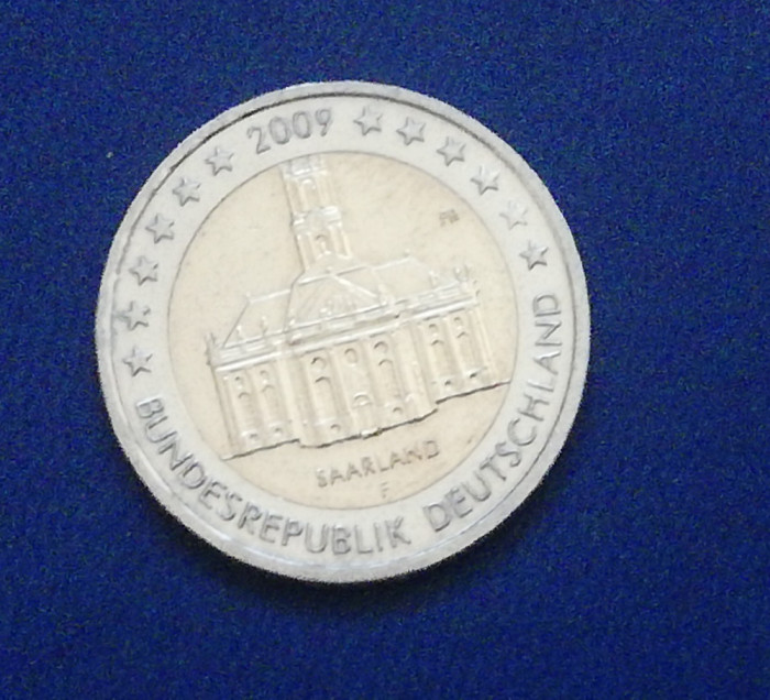 M3 C50 - Moneda foarte veche - 2 euro - omagiala - Saarland F - Germania - 2009