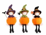 Cumpara ieftin Set 3 figurine Halloween Dovleac textil multicolor &Oslash; 6 cm x 16 H