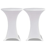 Cumpara ieftin Husa de masa cu picior &Oslash;60 cm, 2 buc., alb, elastic