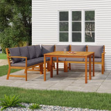 Cumpara ieftin Set mobilier de grădină cu perne, 7 piese, lemn masiv de acacia