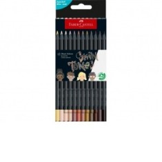 Creioane colorate triunghiulare black edition skin tones Faber-Castell, 12 culori/set