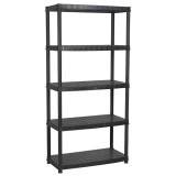 Raft de depozitare cu 5 polite, negru, 91,5x45,7x185 cm plastic