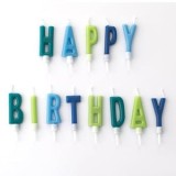 Lumanari Zi de Nastere Happy Birthday cu Litere Bleu Verde, CMCLASS