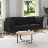 vidaXL Set de mobilier pentru living cu pernă 3 pcs Negru Țesătură 3413683