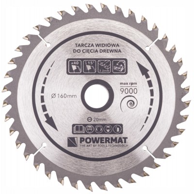 Disc Widia pentru lemn 160x20mm cu 40 dinti TDD, Powermat foto