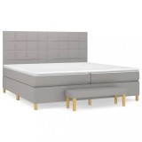 Cumpara ieftin Pat box spring cu saltea, gri deschis, 200x200 cm, textil