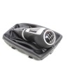 Nuca Schimbator Piele Audi A4 B6 B7 Seat Exeo 5/6 Viteze, Manson Negru Cusatura Alba/Rosie, Fixare Clema 12mm
