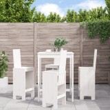 VidaXL Set de bar pentru grădină, 5 piese, alb, lemn masiv de pin