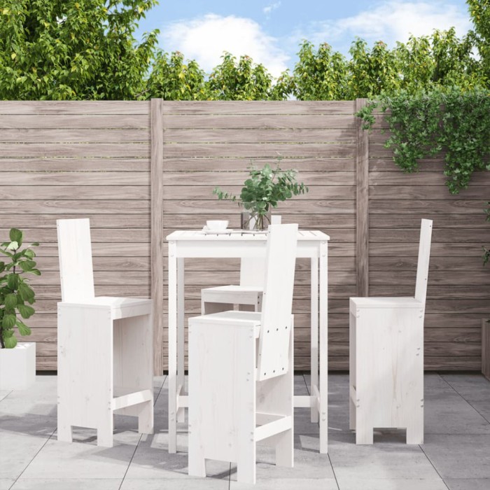 Gossi set de bar pentru gradina, 5 piese, alb, lemn masiv de pin