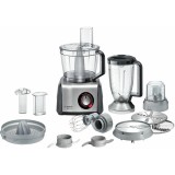 Robot de bucatarie multifunctional Bosch MC812M844, 1250 W, 50 de functii, indicator LED, bol 3.9 l, blender 1.5 l, discuri inox, storcator, negru/ino