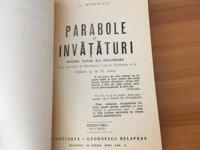 SIMION MEHEDINTI, PARABOLE SI INVATATURI DIN EVANGHELIE. EDITIEI 1935