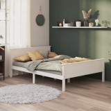 Cumpara ieftin Cadru de pat, alb, 160x200 cm, lemn masiv de pin